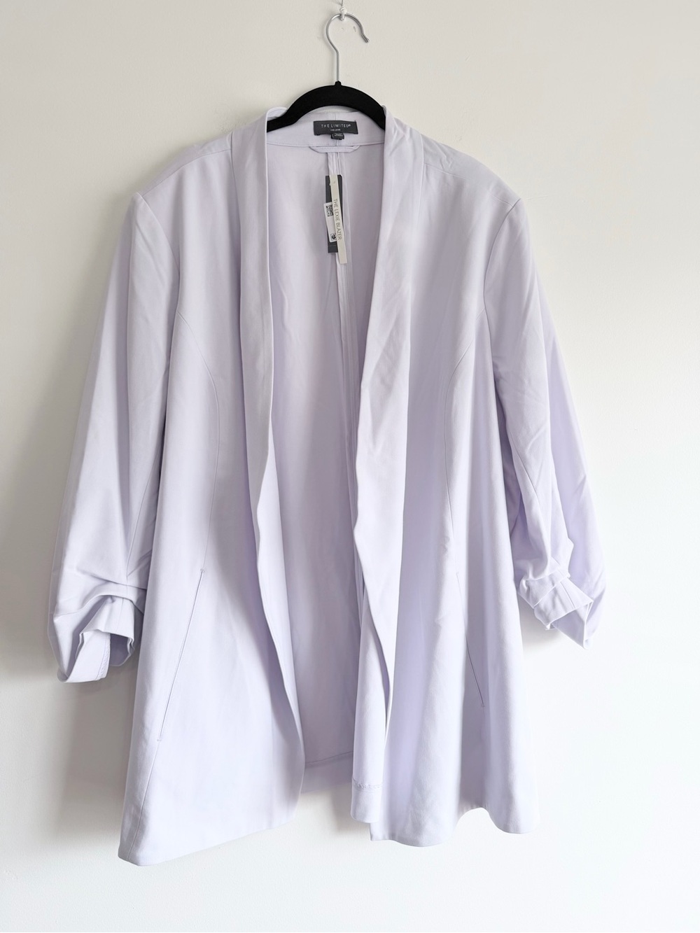 NWT The Limited "Lexie" Ruched Sleeve Open Front Blazer Lavender Plus Size 24W - Picture 2 of 9